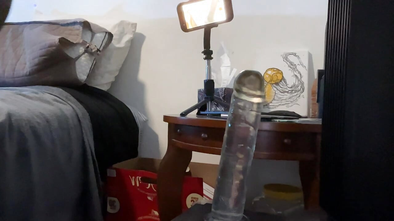 Black Boy Takes a Rough Solo Anal Ride on a 10 inch Fat Toy