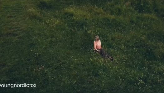 Naked hiking hotwife searching for lover with drone