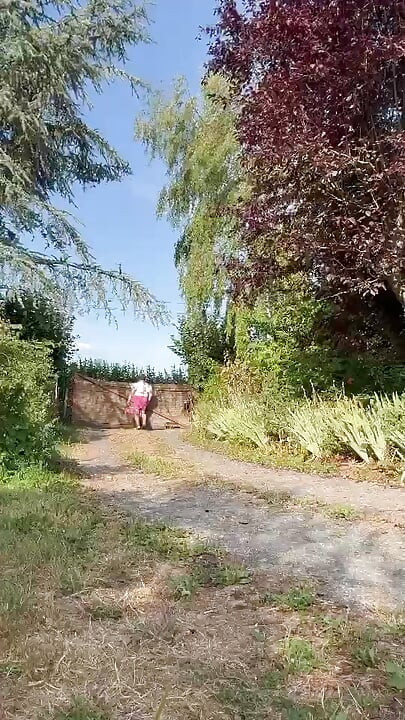 Dressed in a tight pink dress for an evening out
