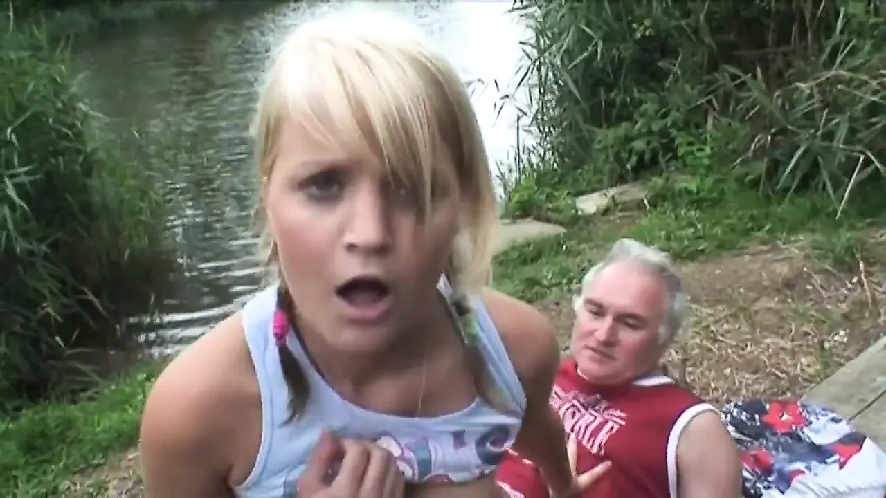 Old pig finds a blonde teen in a park and he hits on her