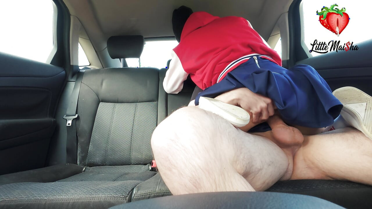 Tight and skinny black-haired basketball player gets fucked hard in a stranger's car