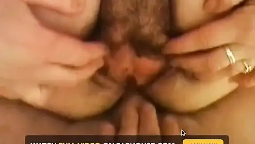 Mature's hairy pussy and tight asshole got drilled in threesome