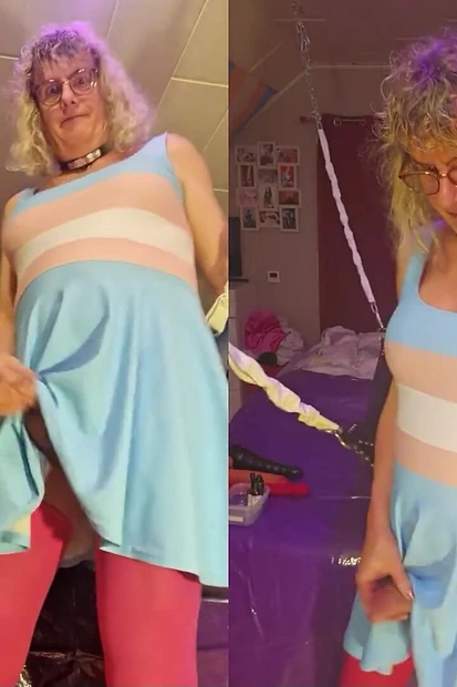 Tslillysophie Shows Her Big Tits and Hard Girlsdick in Sling