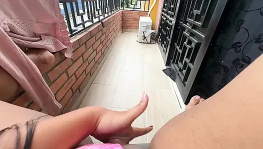 Last night I was walking around the balcony in my underwear and I saw my neighbor looking over here so I decided to masturbate this morning to see if I would go out and