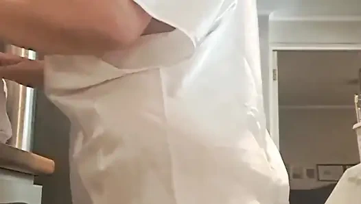 My Husband Was Recording Me Without Panties in the Kitchen