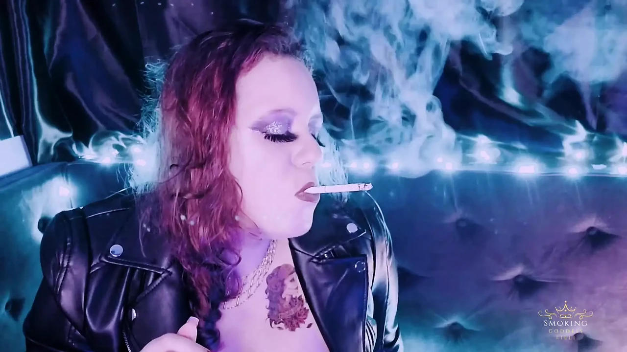 Smoking Wearing a Leather Jacket