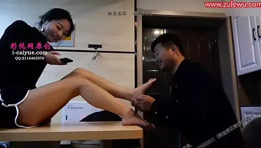 licking Chinese girl’s foot