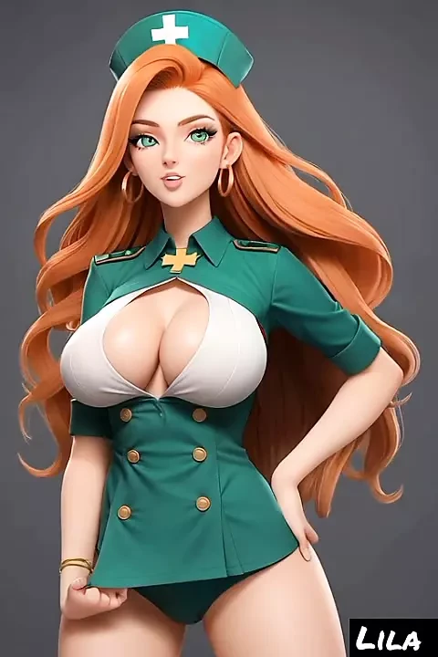 Lila Ginger hemşire hastanede (ai modeli)