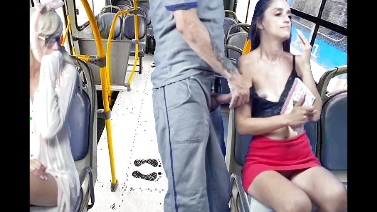 Worker Takes Out Dick and Pushes Women on the Bus