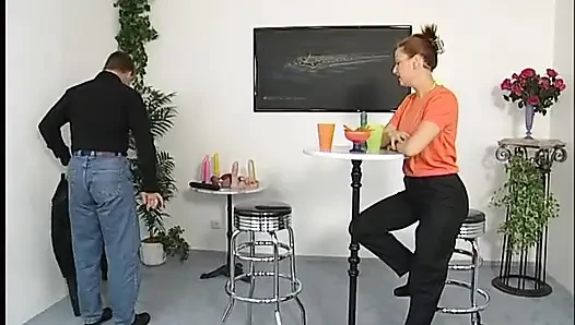 Cute milf toys her pussy at casting