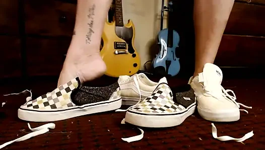 Destroying 2 Pairs Vans Sneakers