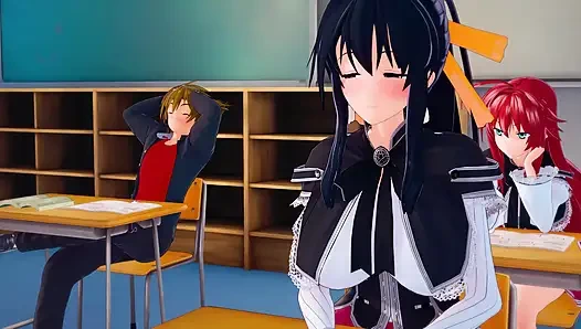 Rias akeno sikişiyor ve xenovia ve koneko lezbiyen seks izliyor - dxd ntr çılgınlığı serisi