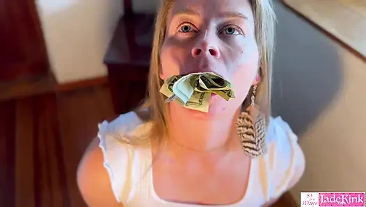 Twenty-dollar bills stuffed in Pussy & Cum On Face