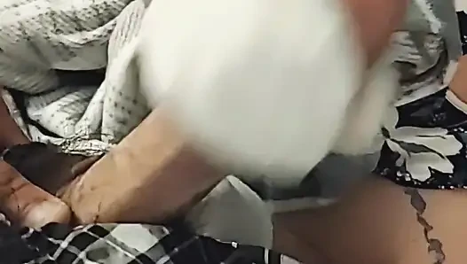 Naughty White Nike Sockjob Sock Handjob & Dark Purple Sock Footjob