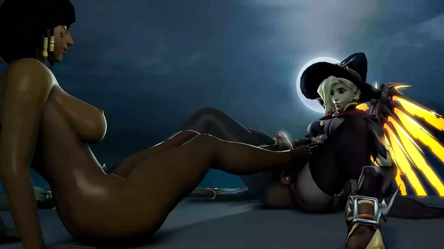 Pharah Giving Futa Mercy A Foot Job