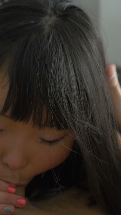 Raven-haired Babe Sucks & Humps a Big Dick