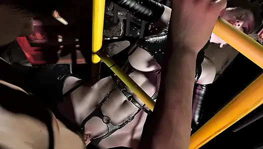 Asian Girl with Latex Hard Sex in the Dungeon