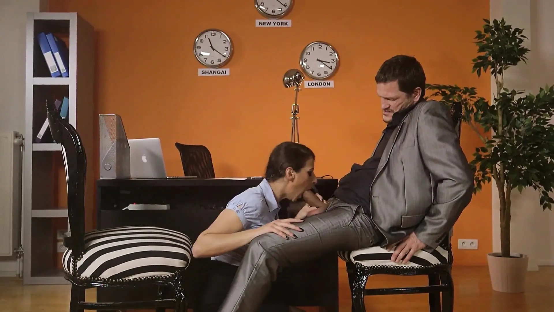 Blonde Bombshell and Brunette Hottie Ride Cock on Couch