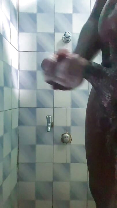 20y BBC Nasty Jerking off in His Shower Cleaning up His Cock