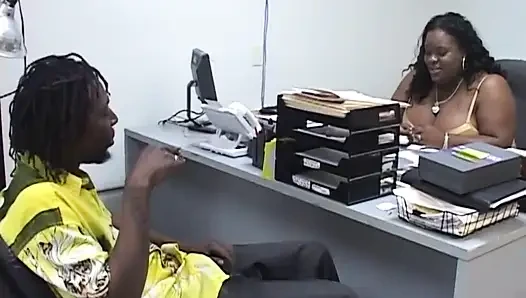 Big fat black girl fucking in the office