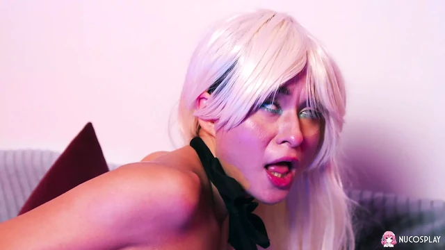 Blonde slut Skye Young in long socks cock sucking and hard fucking