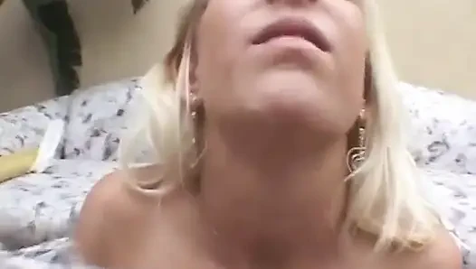 Sexy blonde petite big dick sucking...cum in mouth