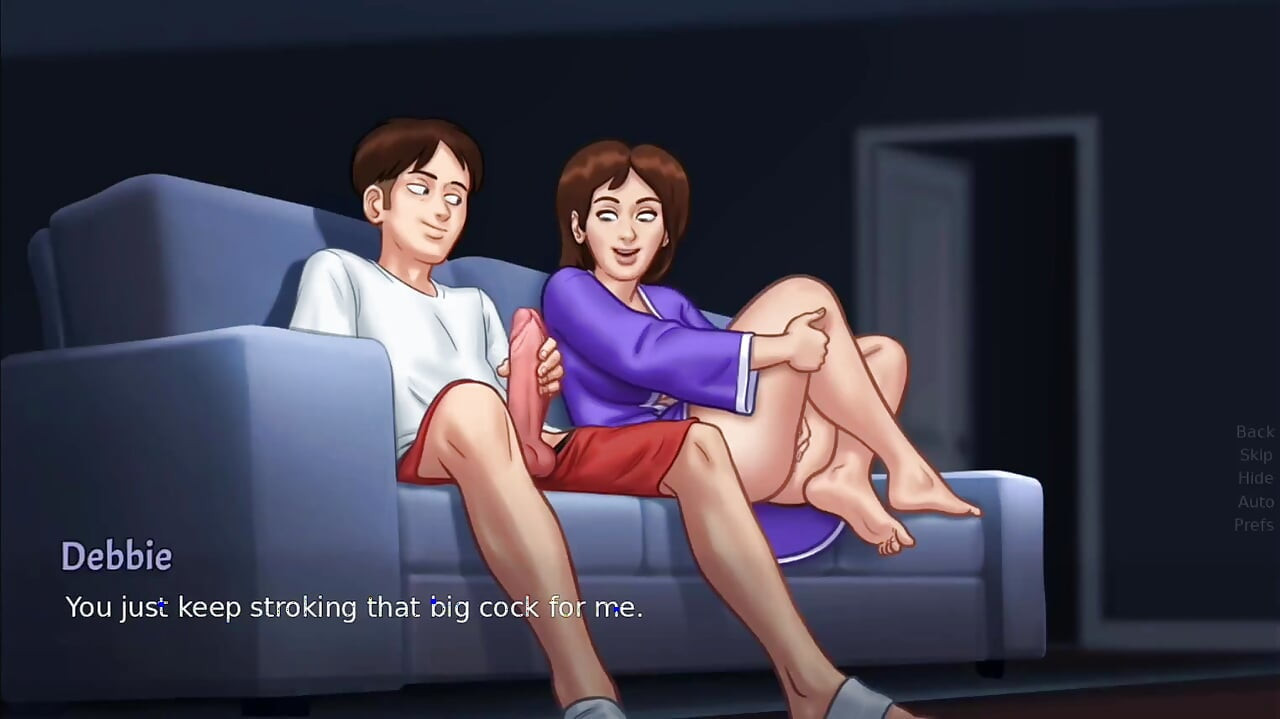Debbie giver Anon et varmt blowjob for første gang - sommertidssaga-gameplay