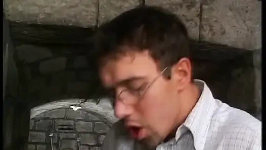 Two nasty girls gets fucked and pissed in mouth