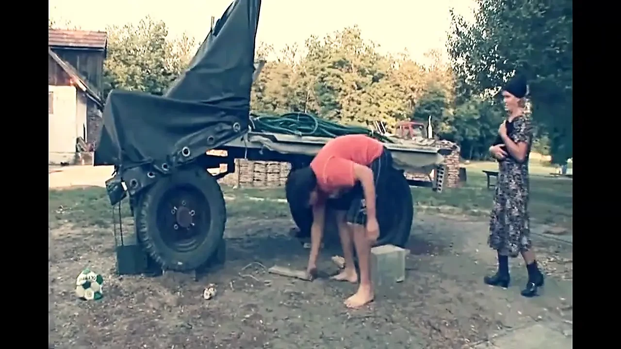 Grandson with Big Cock Fucks Granny on Tractor