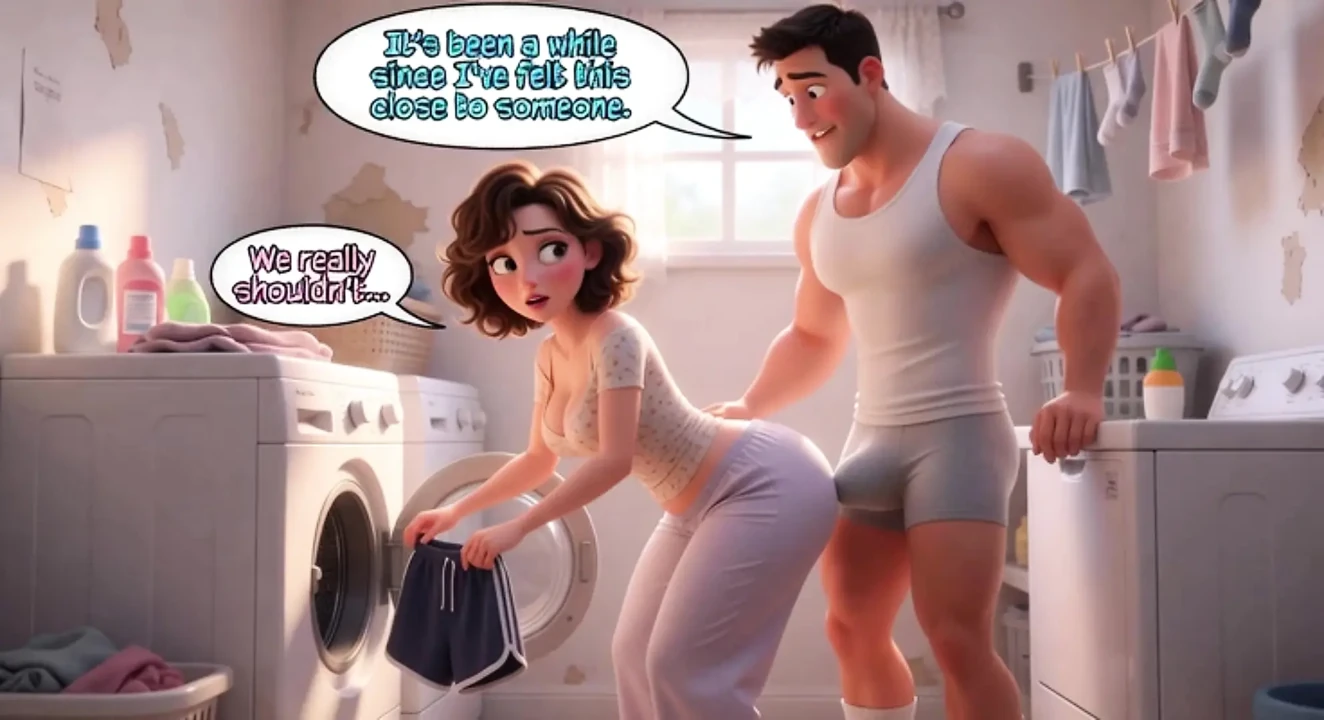 Stepmom's Forbidden Laundry Secret While on the Phone (AI generated)