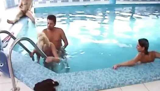 Two Sluts From Germany Got Fucked Together at Pool Threesome