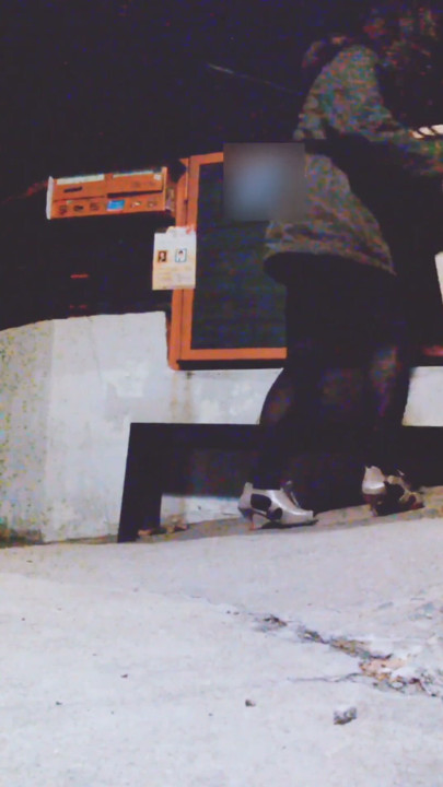 Hot naughty college girl with a vibrator inside take off her skirt on the street and smoke with her anus in the public park. | Clip 2