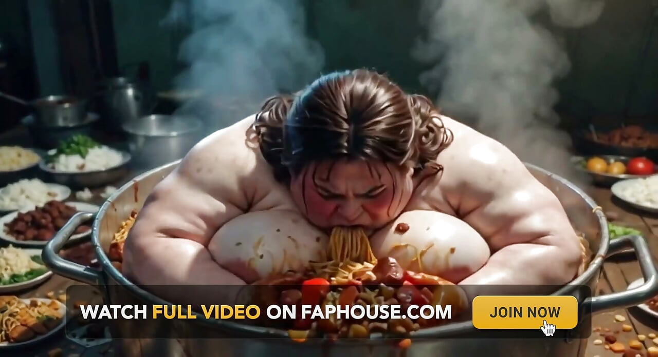 Grandota desnuda comiendo comida como loca - coño peludo expuesto