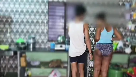 Part 1: Seeing sister-in-law alone, brother-in-law had sex in the kitchen after going out