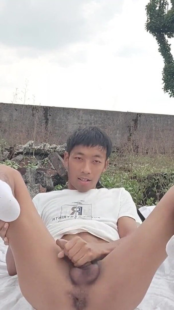 Must-see moment from "Super cute Asian boy abandoned factory rooftop lewd masturbation moaning cum and eat cum"