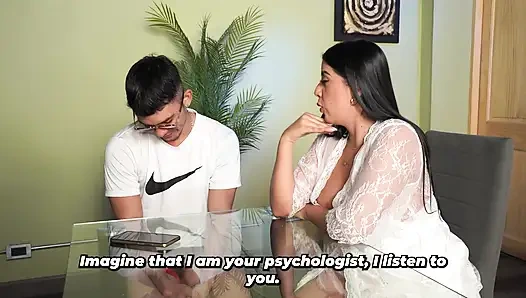 Die vollbusige stiefmutter lernt, dass ihr stiefsohn nie sex gehabt hat, also will sie seine erste sein.