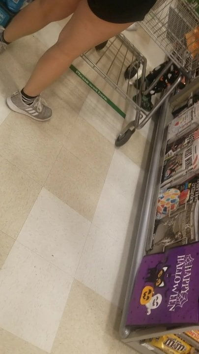Hot college girls checking out at Publix