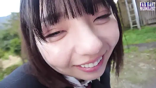 Rail-neckendes rendezvous mit einer kurz geschnittenen süße, die jeden warmen tropfen ausspioniert teil.2