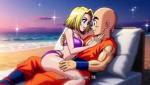 Android 18 ve Krillin plaj evi tutkusu - romantik 3 boyutlu anime