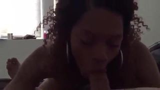 Shemale giving sloppy blowjob