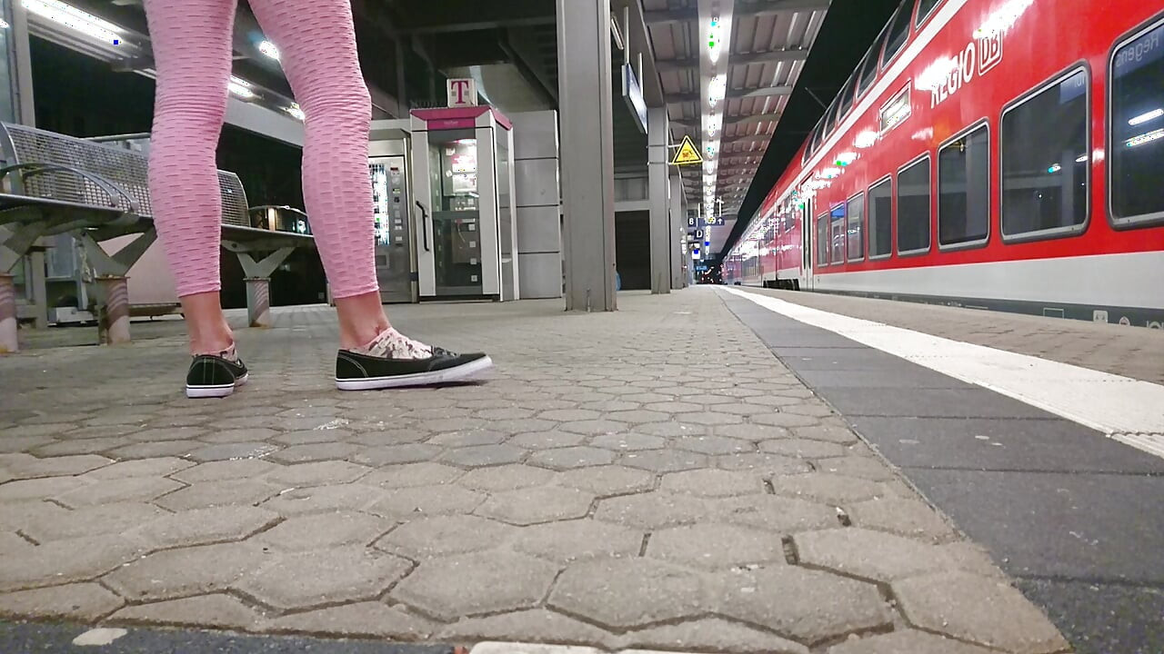 My feet at the train station