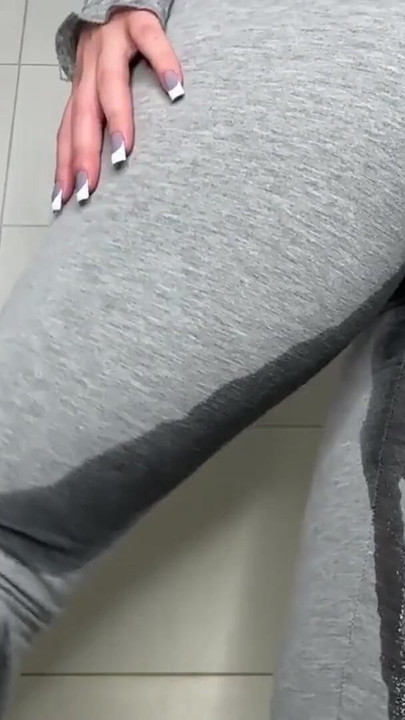 Captivating moment from "close-up squirt leggings in public bathroom!"