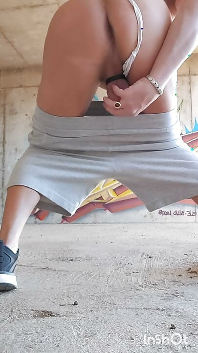 In a Thong Fingering Me Outdoors