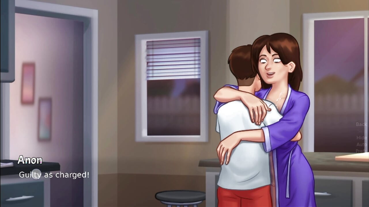 Stiefmoeder geneukt door stiefzoon in woonkamer of keuken seks zomertijd saga-spel seks