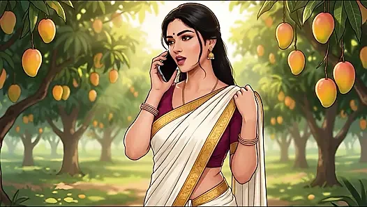 Mango-erntebesitzer bekommt frische Mango auf seinem bauernhof