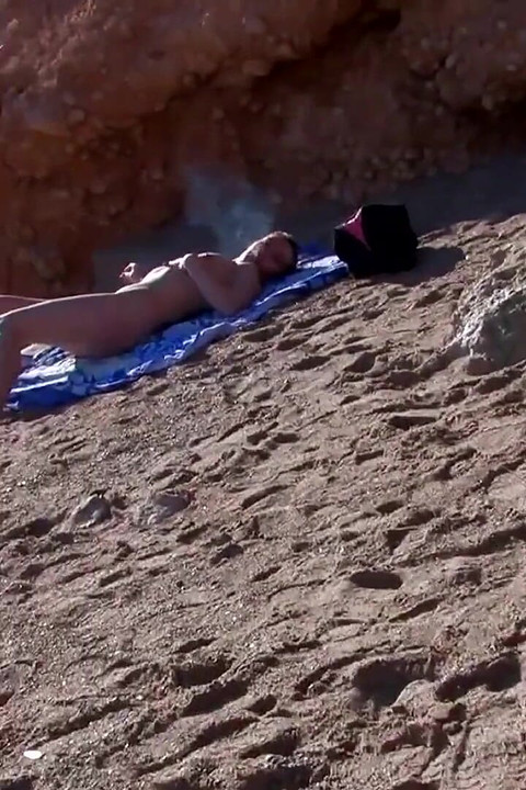 caught sunbathing naked on the stand - the punishment was a horny fuck