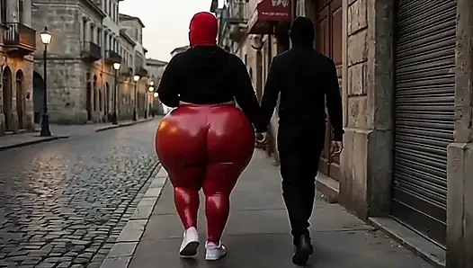Big Ass Girl Walking in Tight Leggings on the Street