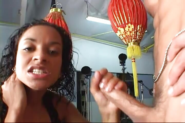 Young Black Teen Gives an Amazing Blowjob to a White Hard Cock