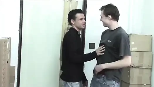 Exclusive video Bareback: Anal fuck in warehouse between horny gays with hard cock