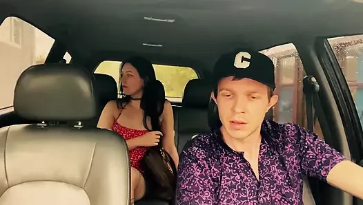 Wife Cheating with a Taxi Driver in the Car Outside the House